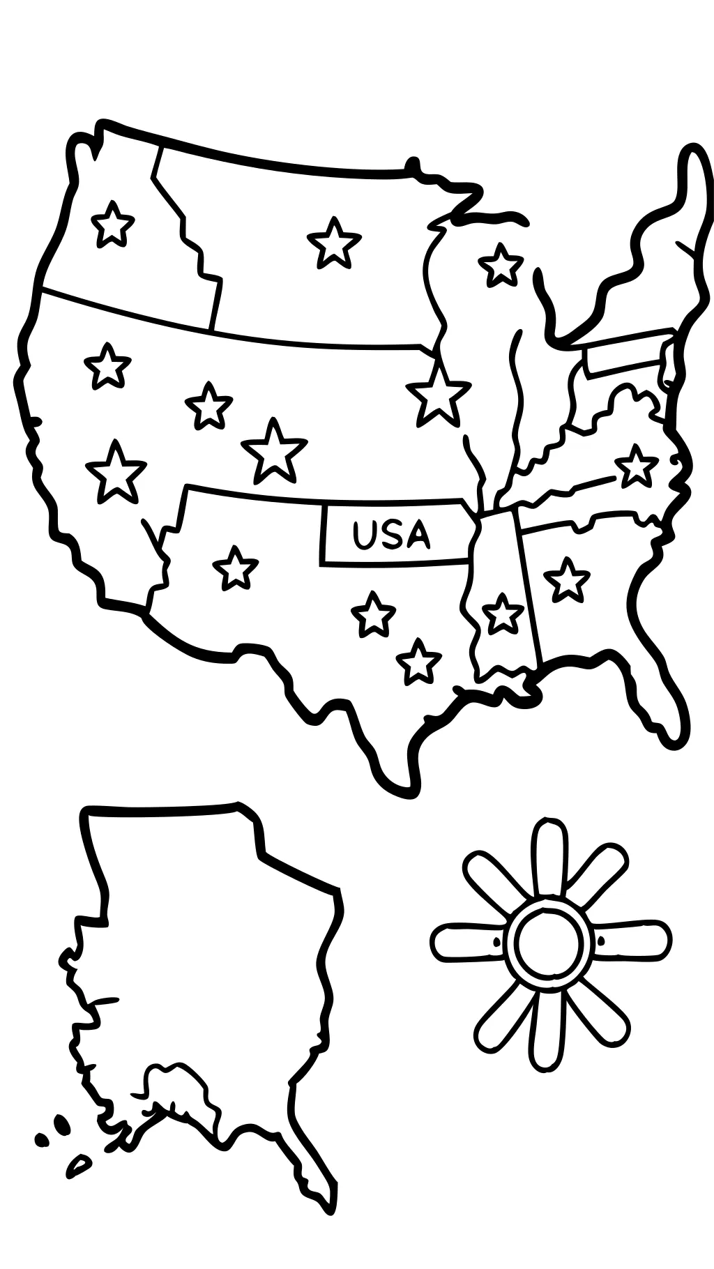 Página de color del mapa de los Estados Unidos